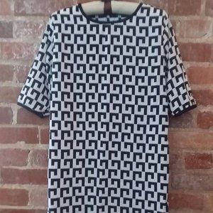 Black & White Geometric Print Short Sleeve Mini Dress Women Juniors Size XXS